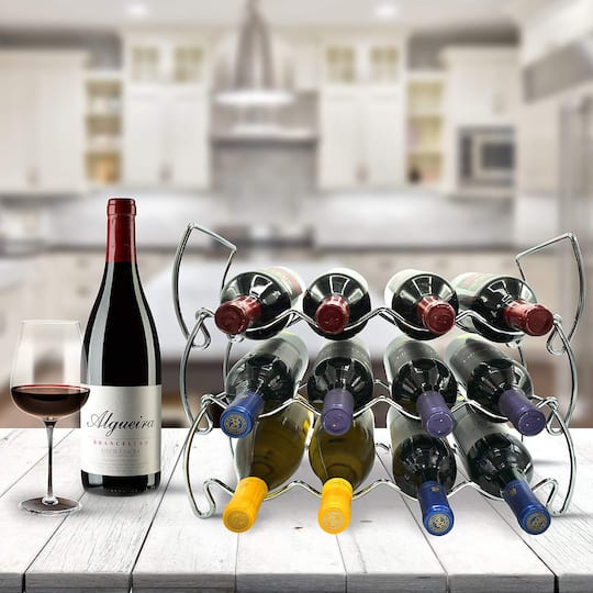 Sorbus 16" Silver Detachable 3-Tier Metal Wine Rack